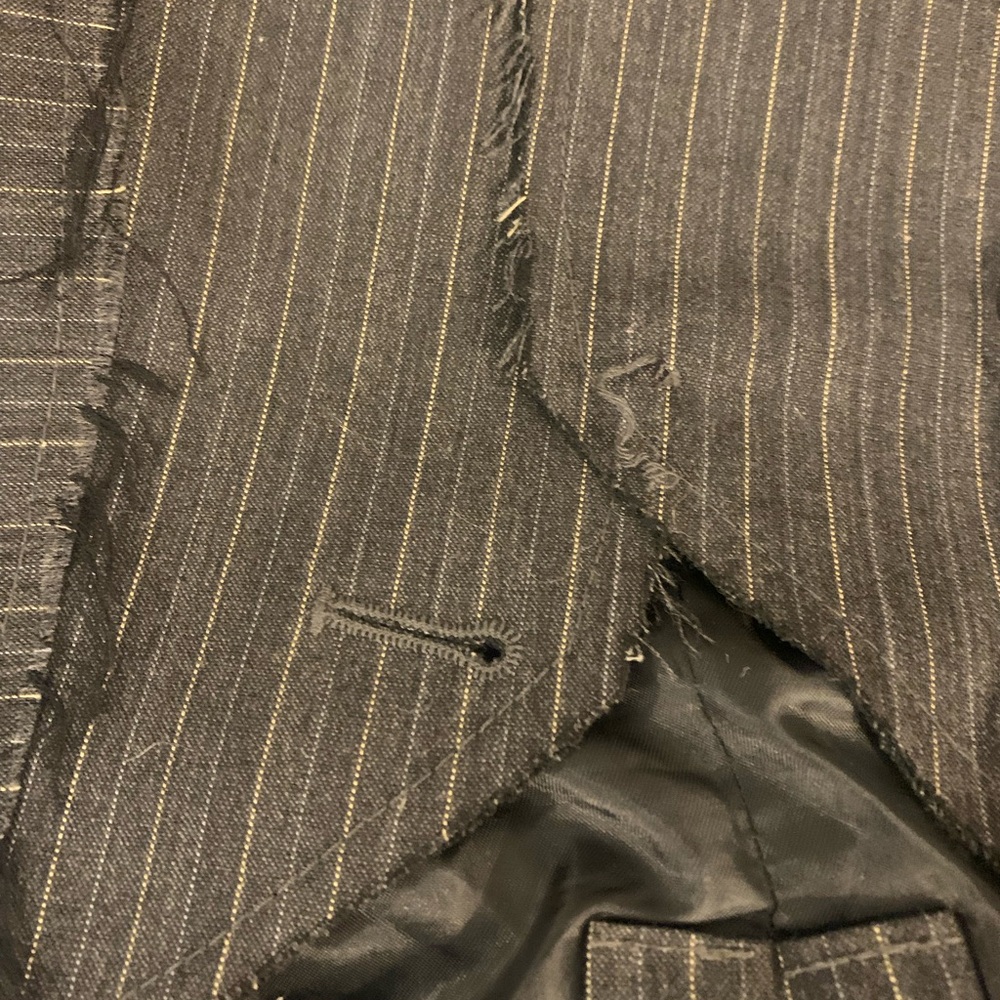 “Aristocracy" pinstripe blazer w/ gold cross design on back ,1 button closure - Picture 12 of 15